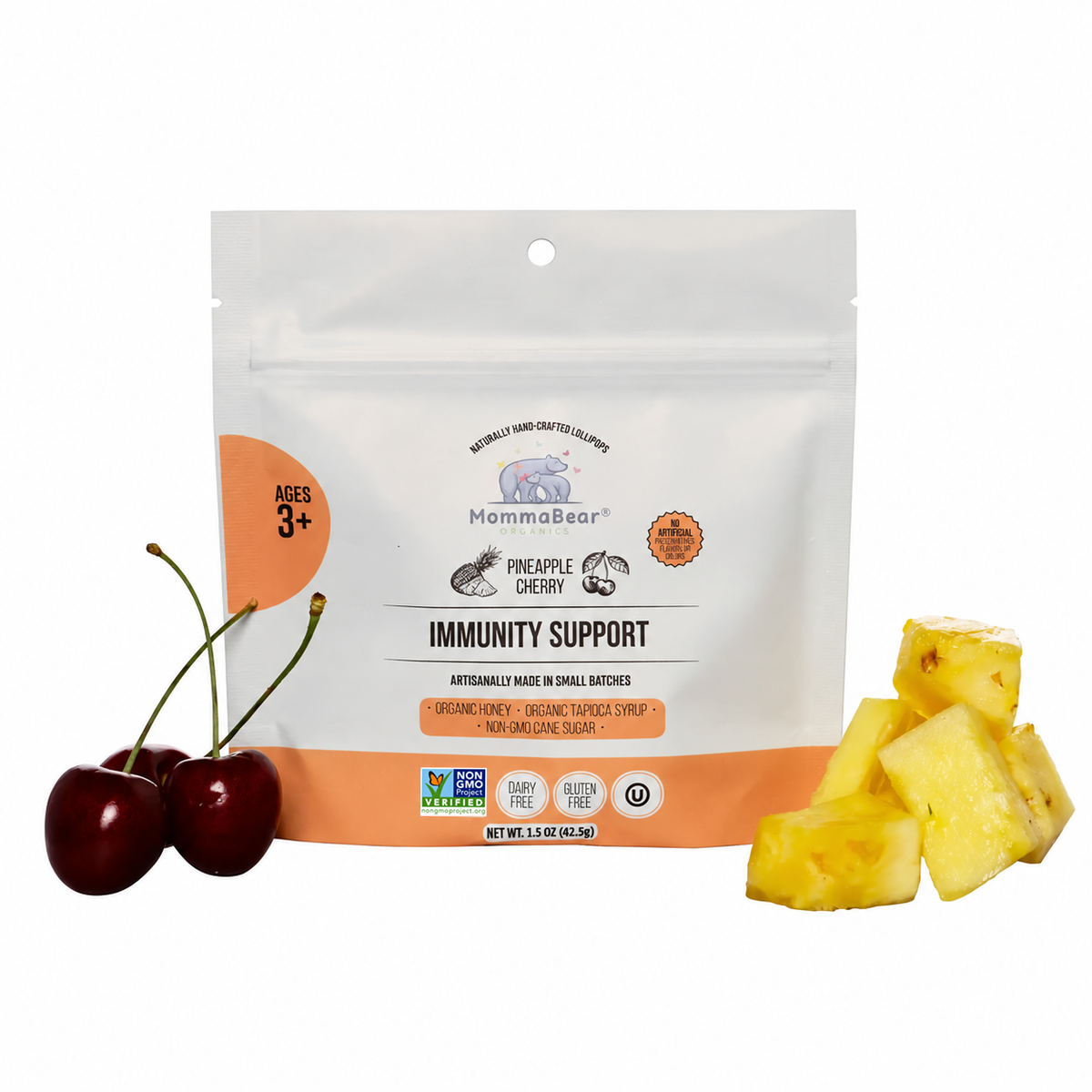 Organic Honey Lollipops for Kids - Immunity Support, 5ct