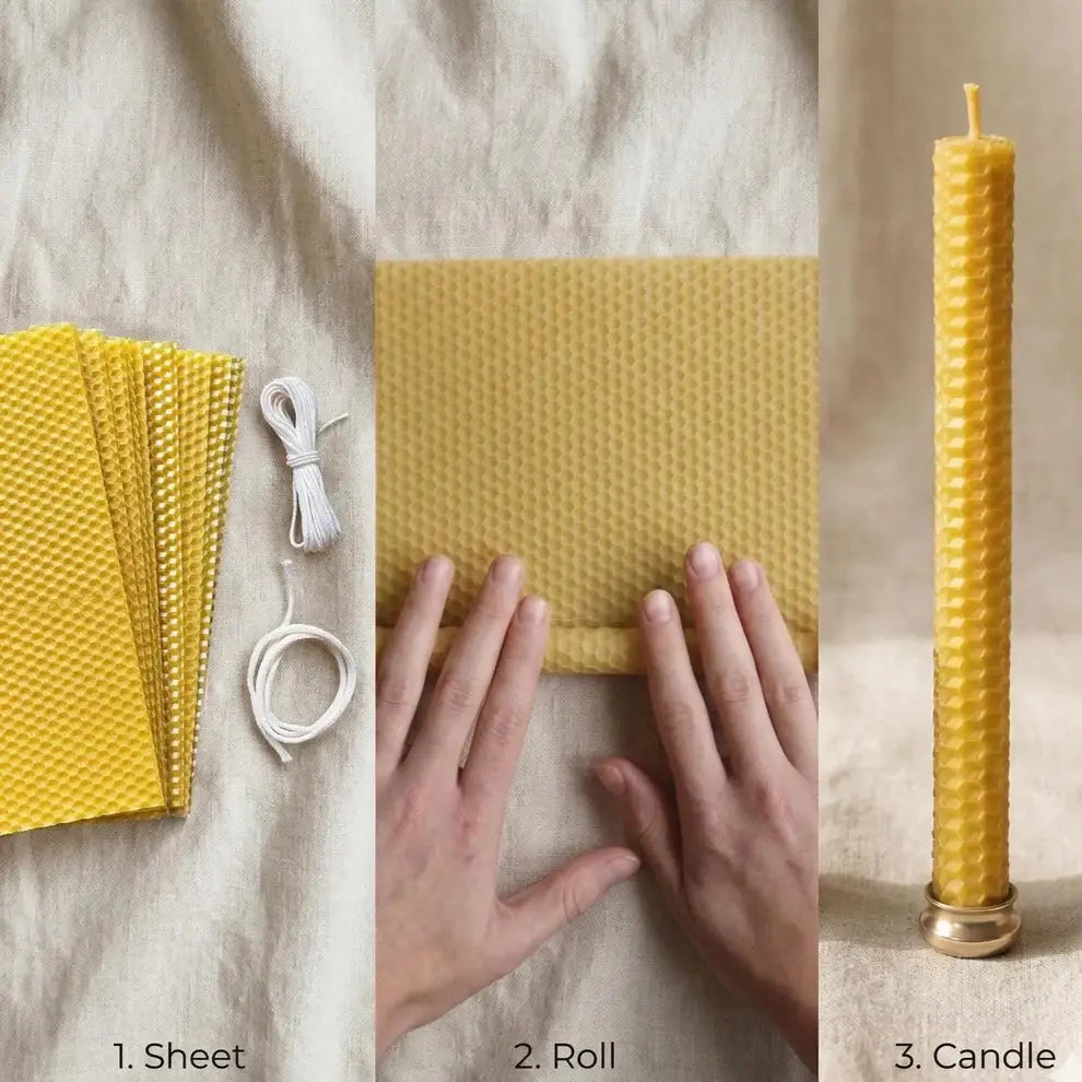 Beeswax Candle Making Kit – 15 Sheets (8×4) with Cotton Wick