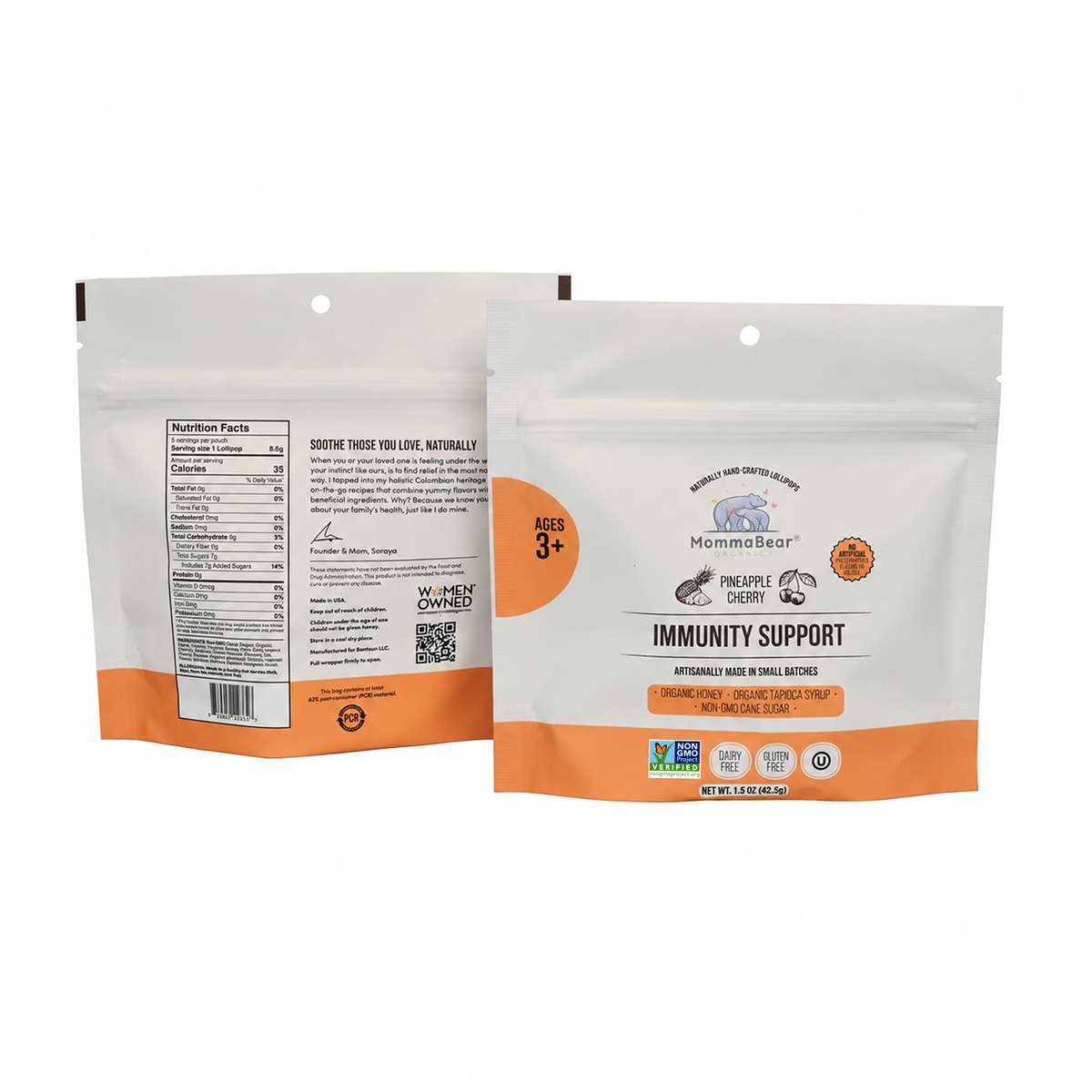 Organic Honey Lollipops for Kids - Immunity Support, 5ct
