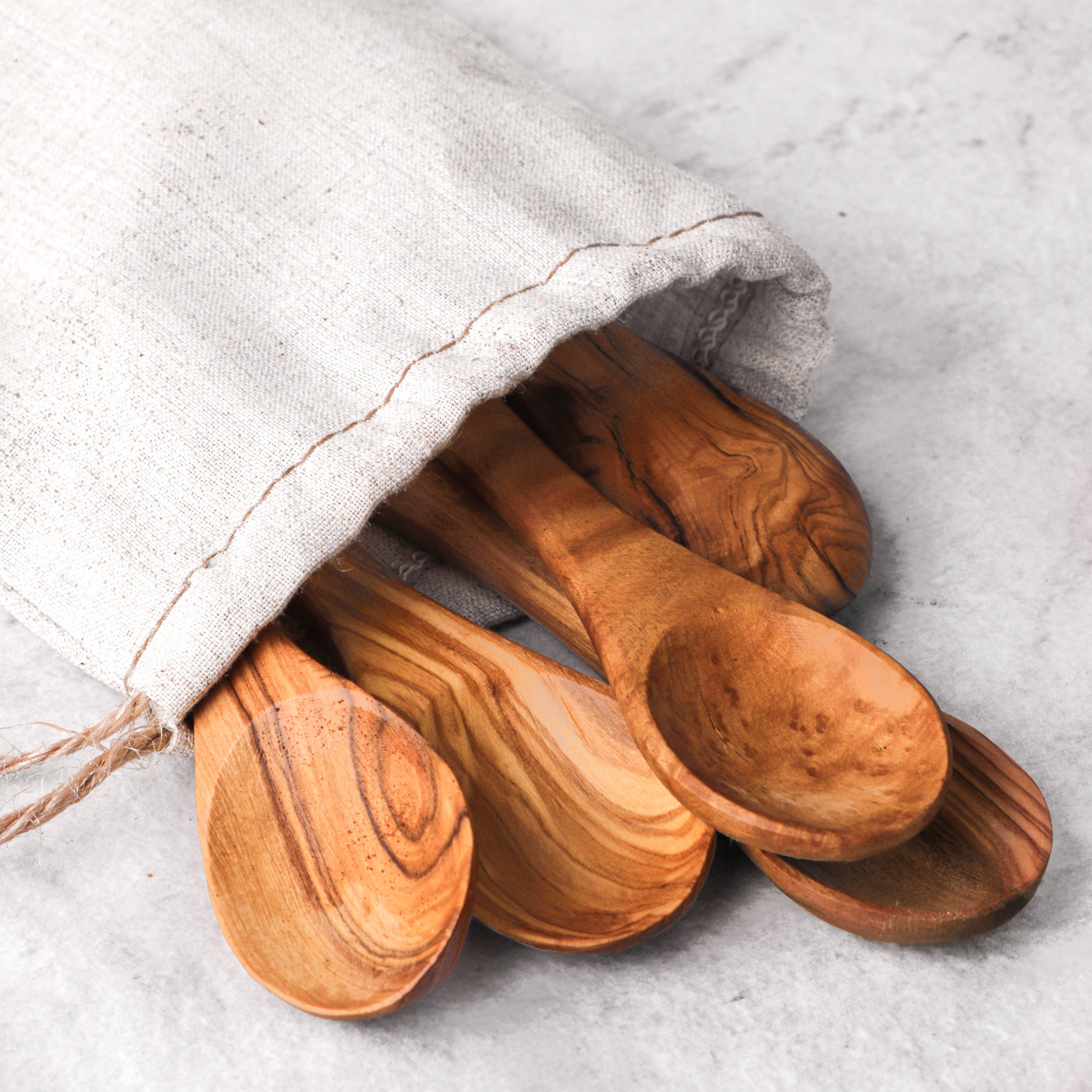 Mini Olive Wood Spoons – Handmade Spice Spoon