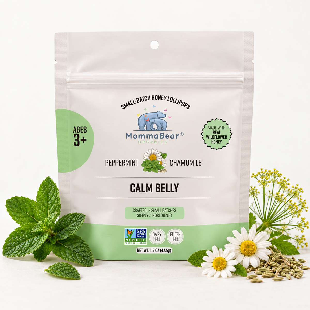 Organic Honey Lollipops for Kids – Calm Belly, 5ct