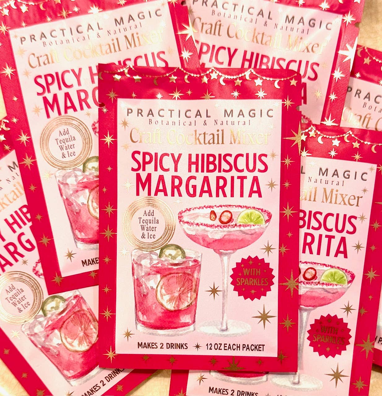 Spicy Hibiscus Sparkly Margarita (Colorful) -2 Cocktails