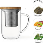 Glass Tea Mug w Infuser & Lid- Minima™ Balance, 10oz