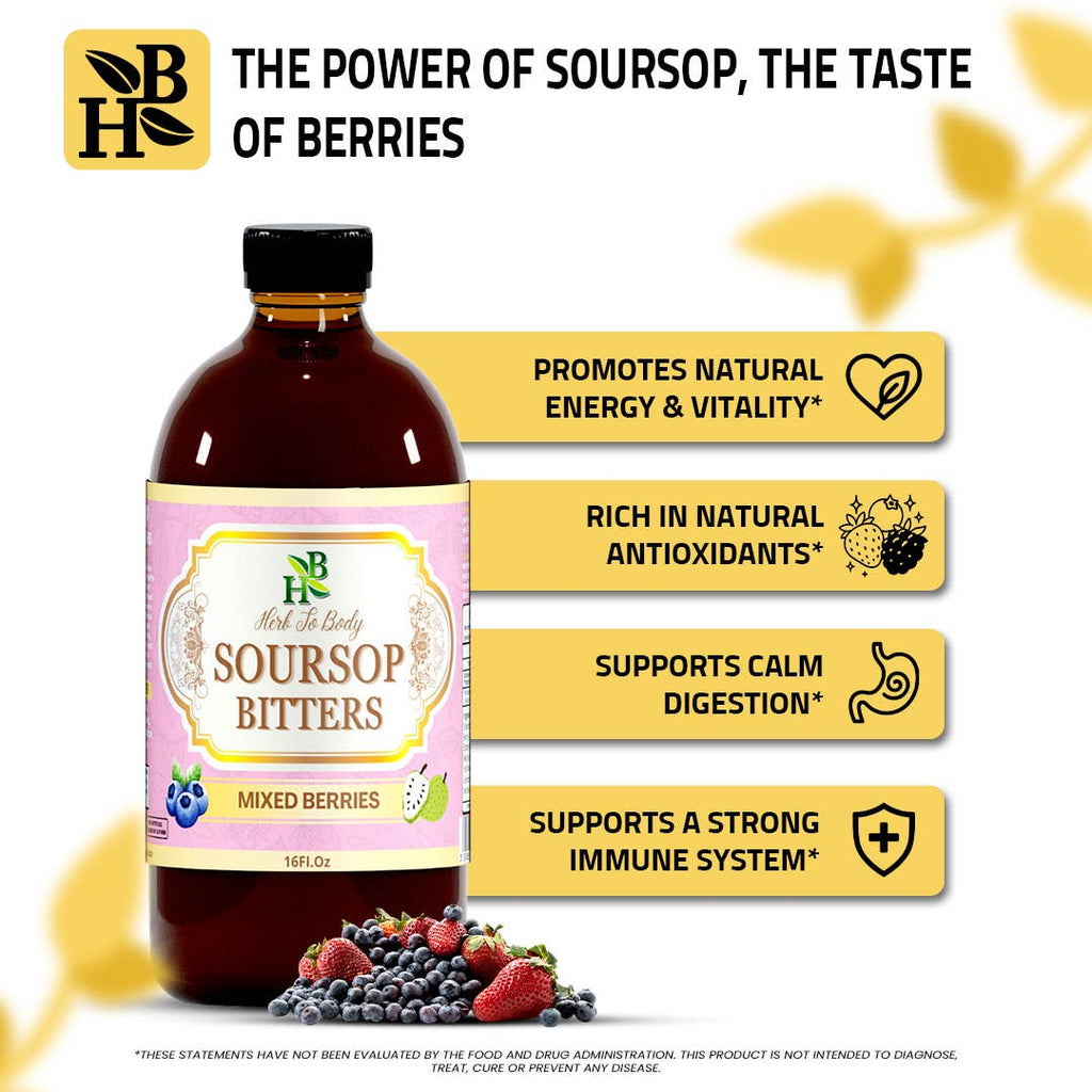 Soursop Bitters Mixed Berries 16oz | Immune & Gut Support