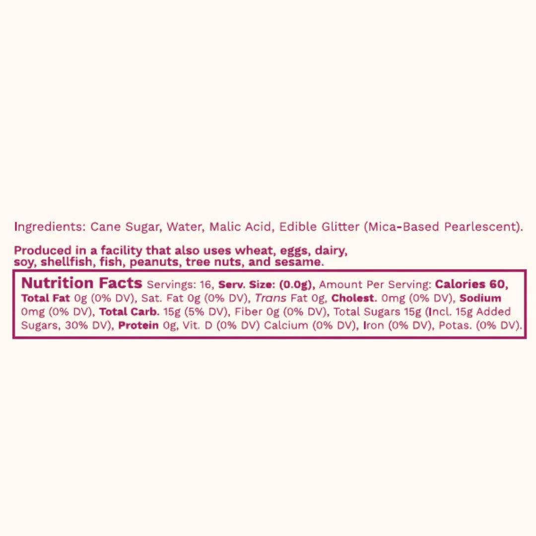 Glitter Simple Syrup, 16 fl oz with Edible Glitter
