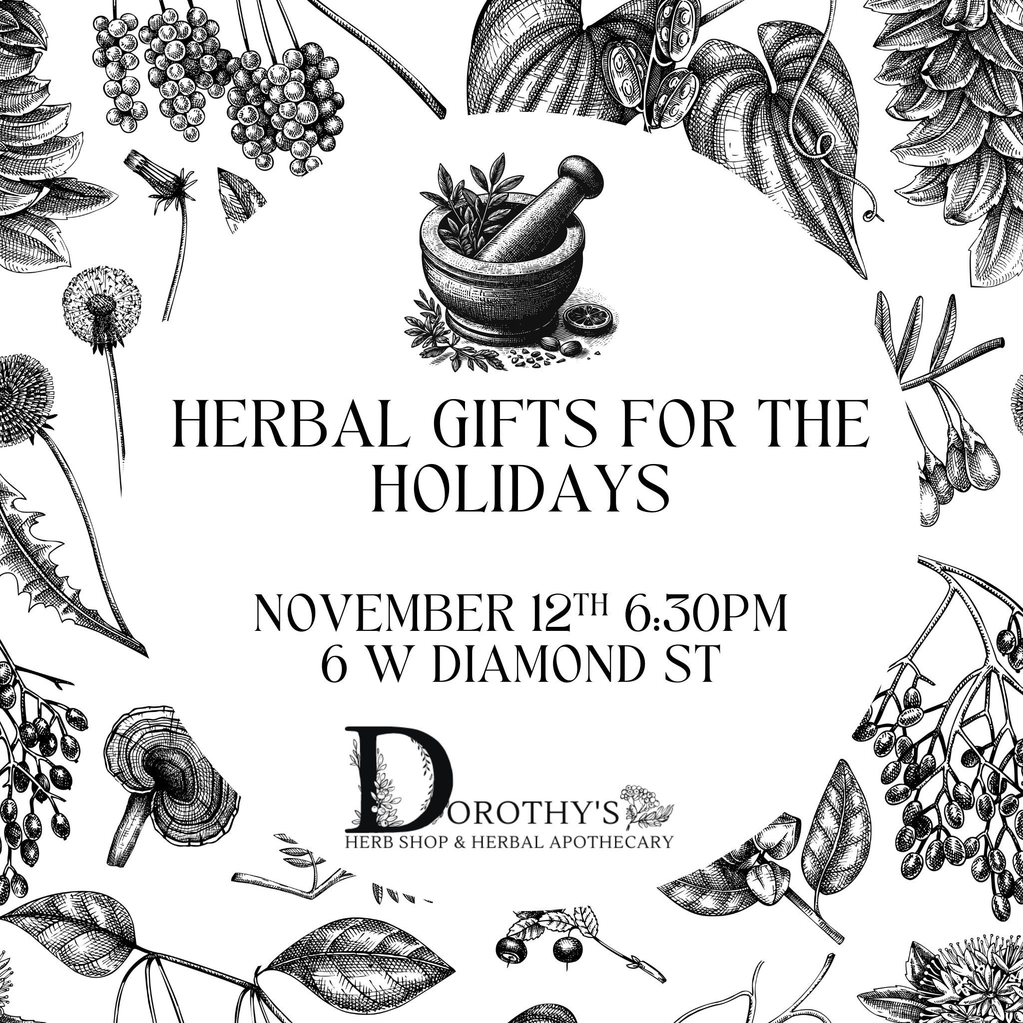 Wednesday November 12th Herbal Gifts for the Holidays