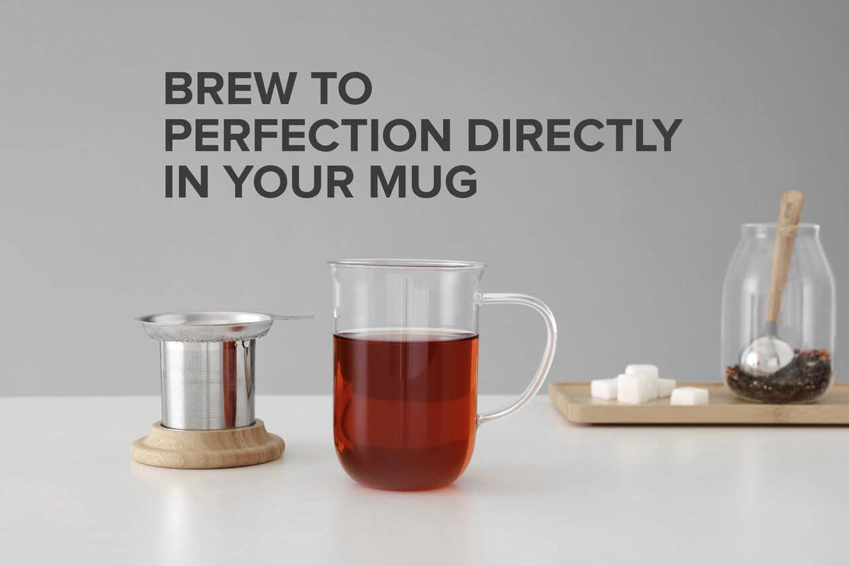 Glass Tea Mug w Infuser & Lid- Minima™ Balance, 10oz