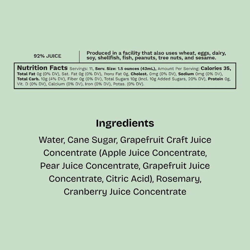 Grapefruit & Rosemary Cocktail and Mocktail Mixer, 16 fl oz