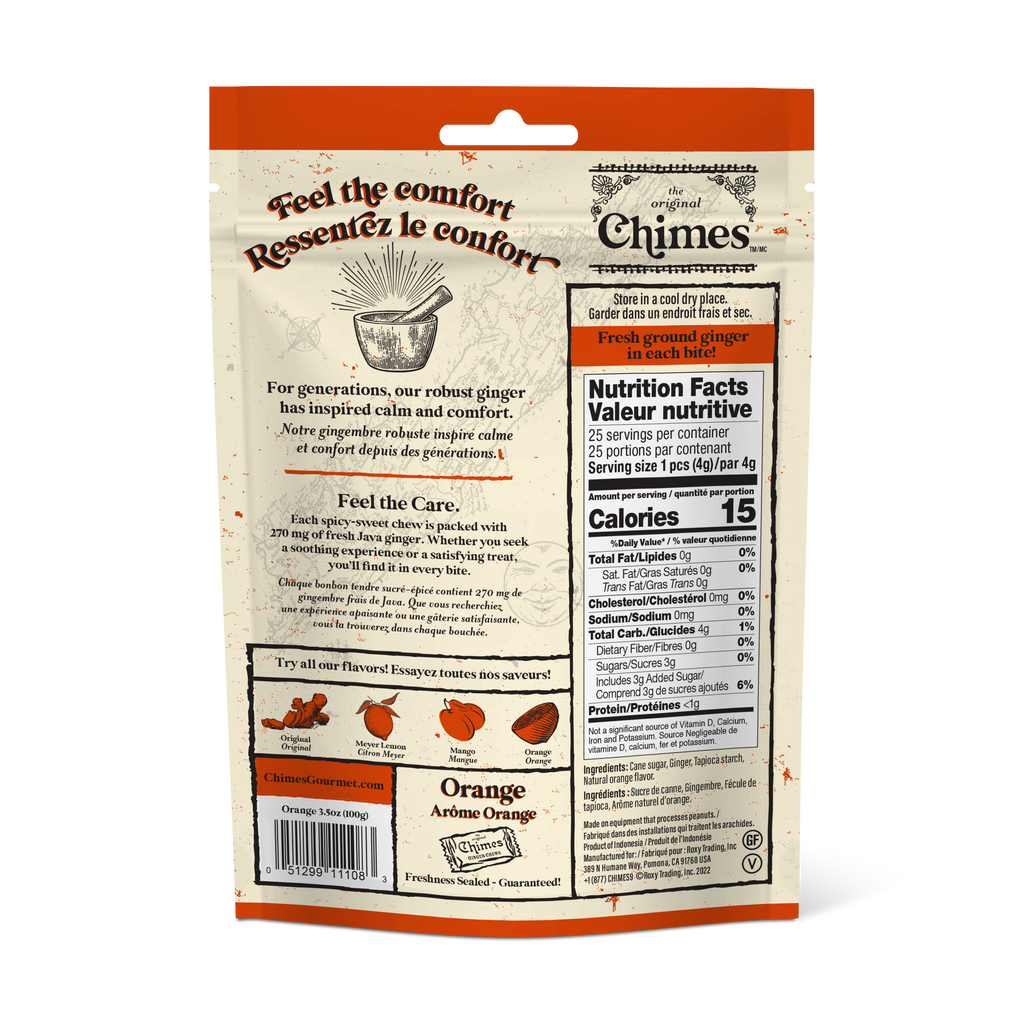 Chimes Orange Ginger Chews Candy - 3.5 oz Bag