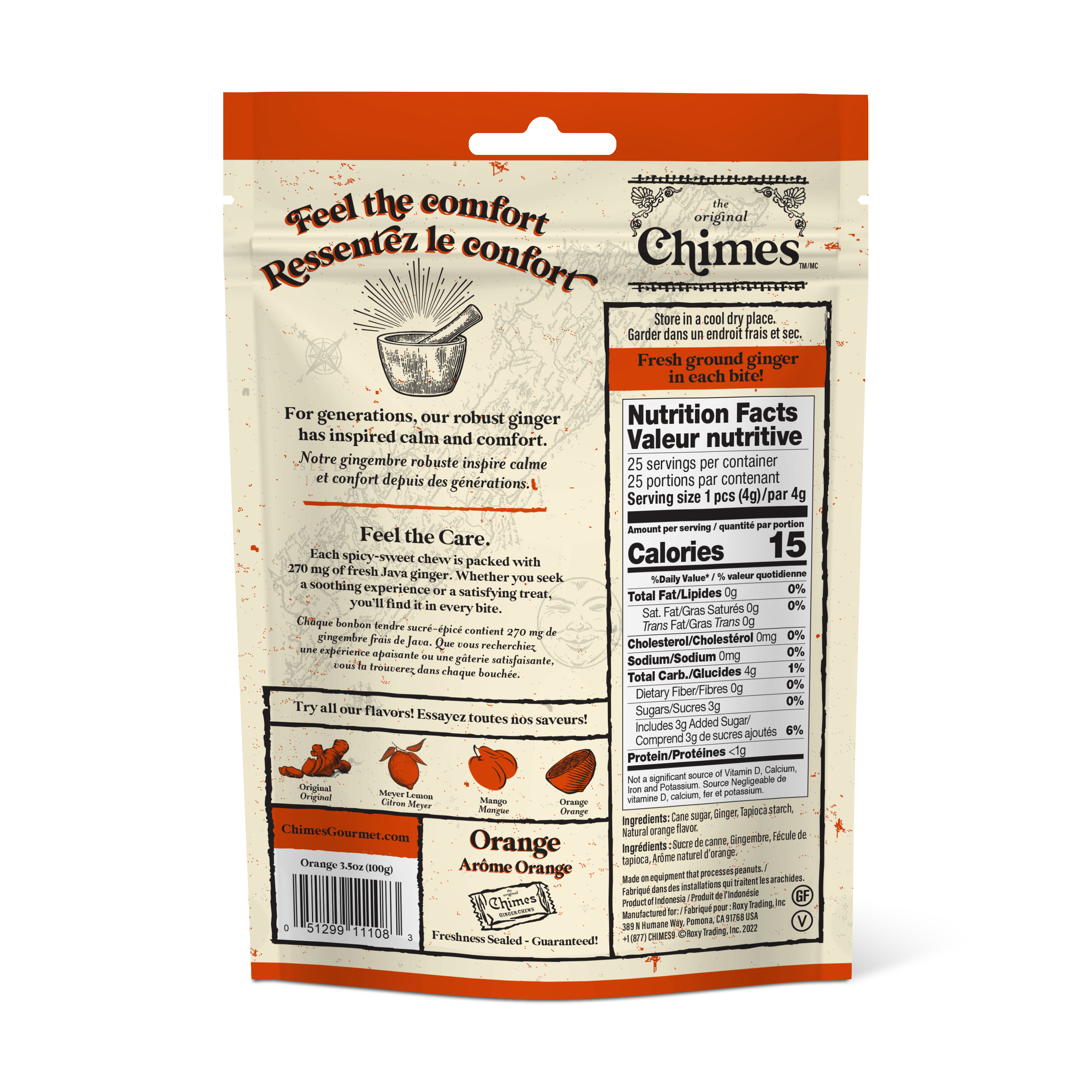 Chimes Orange Ginger Chews Candy - 3.5 oz Bag