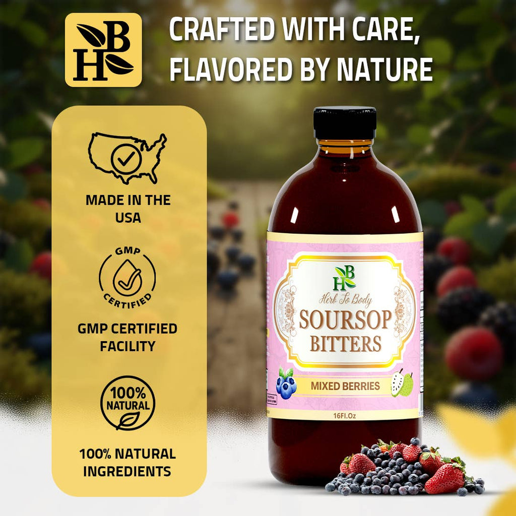 Soursop Bitters Mixed Berries 16oz | Immune & Gut Support