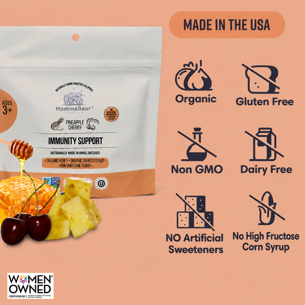 Organic Honey Lollipops for Kids - Immunity Support, 5ct