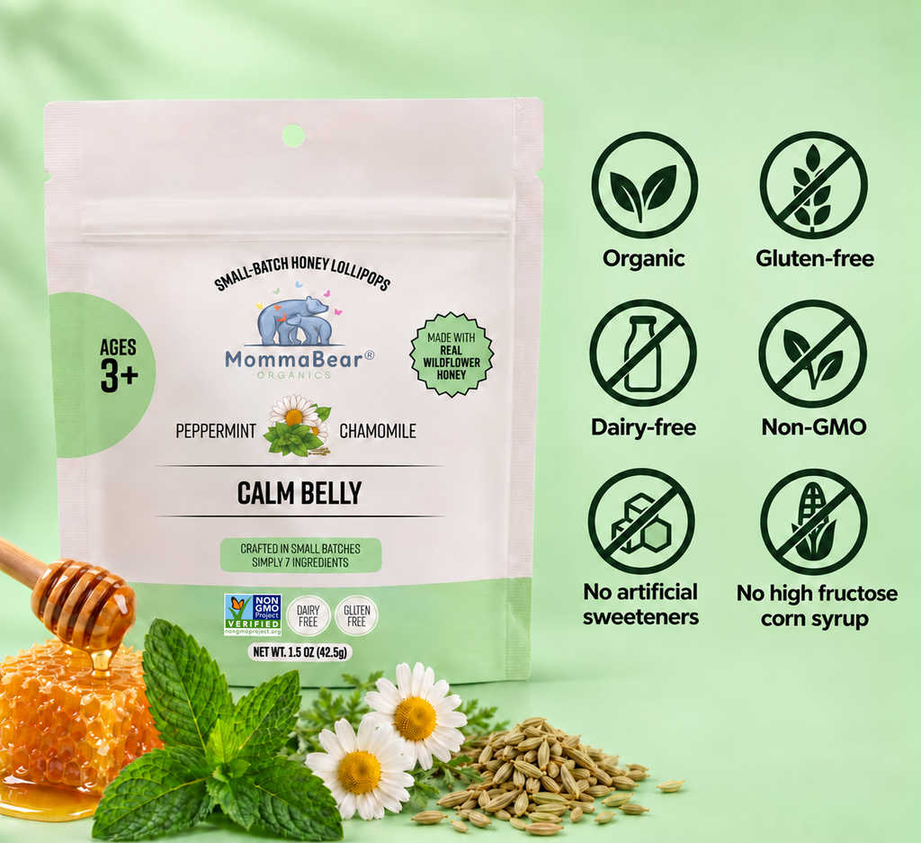 Organic Honey Lollipops for Kids – Calm Belly, 5ct