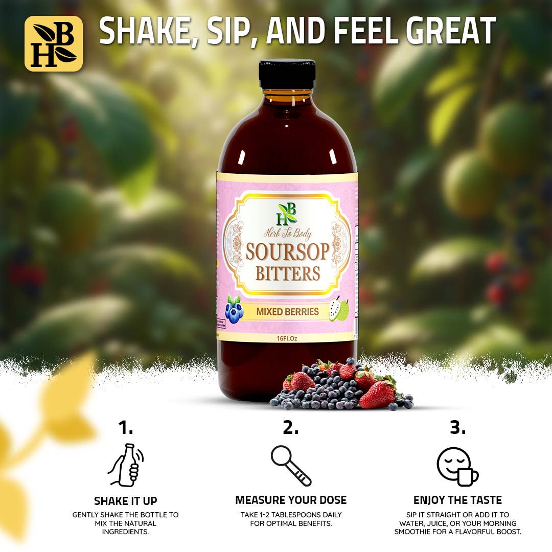 Soursop Bitters Mixed Berries 16oz | Immune & Gut Support
